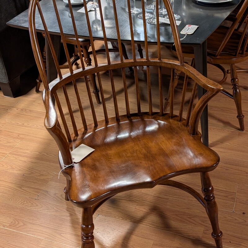 Windsor Chairs Set of 8, 2 Arm, 6 Side<br />
Medium Stain<br />
Captain 22 x 23 x 43h 28Arm Height<br />
Side 21 x 20 x 43h