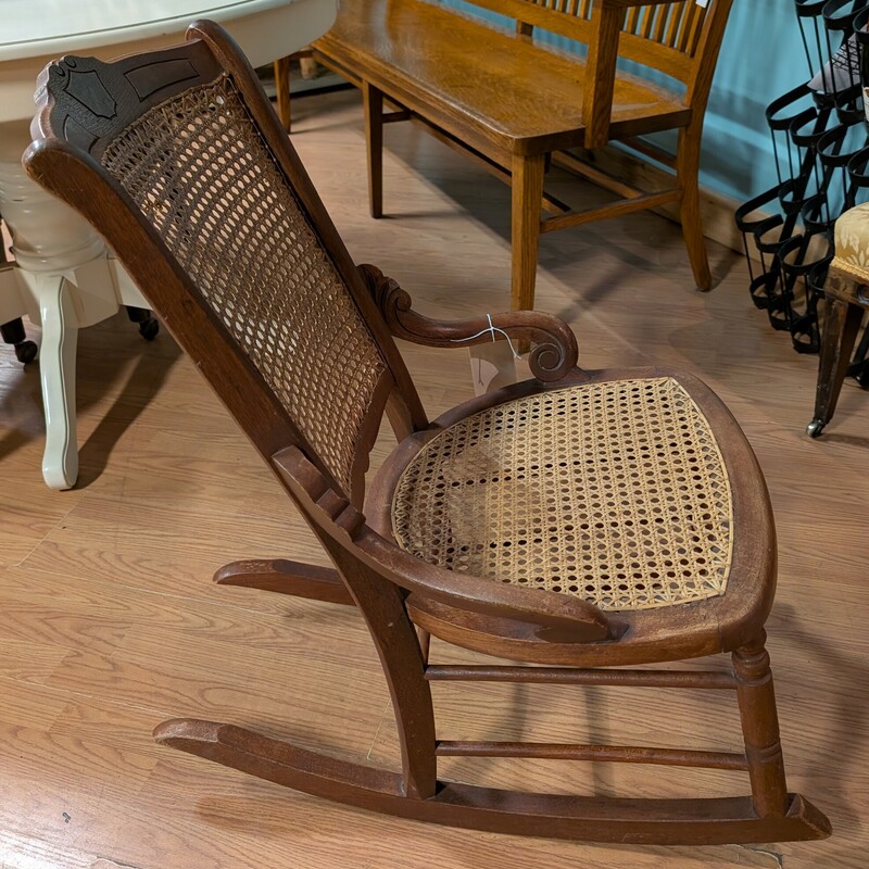 Victorian Cane Rocker, Mahogany, Antique<br />
20 x 29 x 32h